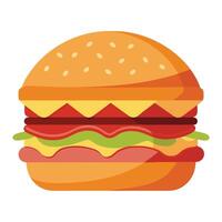 Sizzling Bacon Cheeseburger with Lettuce, Tomato, and Cheese vector