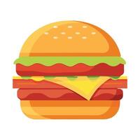 Classic Bacon Cheeseburger with Fresh Veggies and Toppings vector