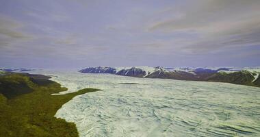 Vast glacier landscape showcasing rugged mountains and serene ice formations video
