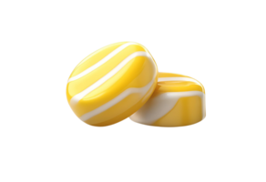 Realistic 3D rendered yellow candy icon isolated on a transparent background, perfect for digital designs and cutouts. png