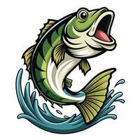 Largemouth Bass in Action A Jumping Moment of the Catch vector