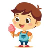 Happy Little Boy Enjoying Ice Cream Fun and Colorful Illustration vector