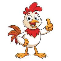 Cartoon Chicken Pointing and Smiling Illustration vector