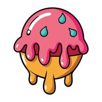 Dropped Melting Ice Cream Cone - Colorful Cartoon Design vector