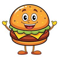 Cute Cartoon Hamburger Character with a Big Smile vector