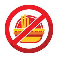No Fries or Burger - Fast Food Banned with Red Circle Icon vector
