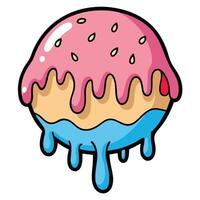 Melting Ice Cream Cone with Drips - Fun and Colorful Cartoon Illustration vector