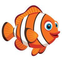 Happy Nemo Fish with Bright Stripes and Cheerful Expression vector
