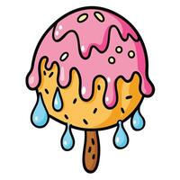 Melted Ice Cream Cone with Blue Drips - Fun and Whimsical Cartoon vector
