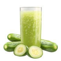 A glass of cucumber juice with slices of cucumber png