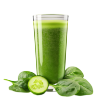 A glass of green smoothie with cucumber and spinach png