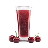A glass of cherry juice with cherries png