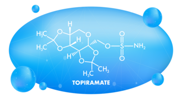 Topiramate molecular structure with blue gradient background png