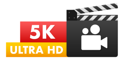 Clapperboard with resolution markings indicating broadcasting quality from SD to 8K Ultra HD png