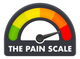 Pain scale indicator pointing to maximum level showing severe pain png