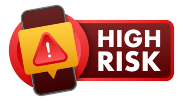 Smartphone Showing High Risk Notification with Exclamation Point in Red Triangle png