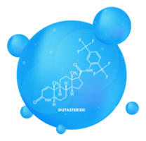 Dutasteride molecule structure with blue gradient spheres png