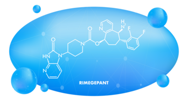 Rimegepant molecular structure with blue gradient background png