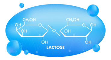 Lactose Formula with Molecular Structure on Blue Background png
