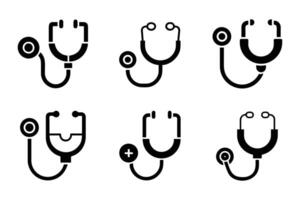 Isolated stethoscope silhouette icon set vector