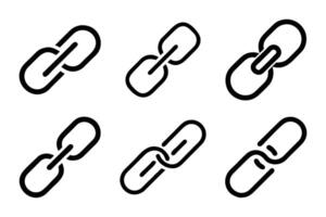 Flat design link silhouette icon set vector