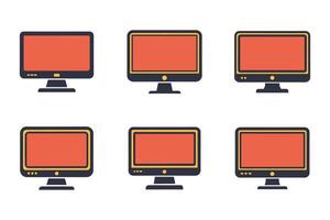 Computer screen outline silhouette icon set vector