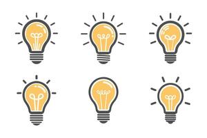 Simple bulb light silhouette icon set design vector