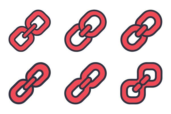 Chain link silhouette icon pack in flat