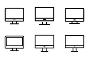 Simple monitor outline icon bundle vector