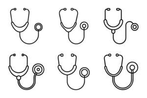 Flat stethoscope silhouette icon set design vector