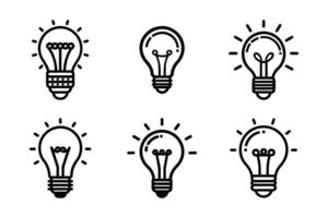 Abstract bulb light silhouette icon set flat vector