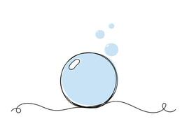 Blue circle ball shape continuous one line art shape isolated. vector