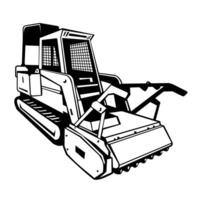 Skid Steer Forestry Mulcher Front View Retro vector