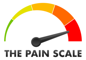 Pain scale indicator pointing to maximum level representing acute suffering png