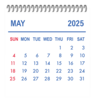 May 2025 calendar page showing days, weeks, and months for planning and scheduling png