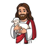 Jesus Hugging a Lamb Icon vector