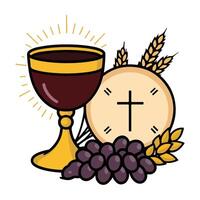 Chalice with Wine and Bread Icon vector