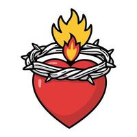 Burning Heart with Thorns Icon vector