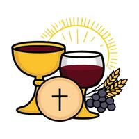 Bread and Wine with Cross Icon vector