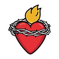 Sacred Heart with Crown of Thorns Icon vector