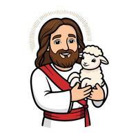Jesus Carrying a Lost Sheep Icon vector