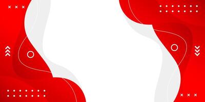 Abstract red fluid wave background with geometric shapes, red and white wallpaper vector