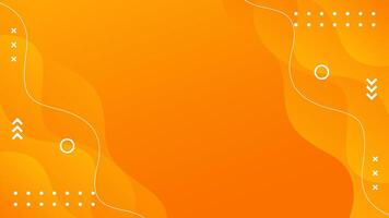 Abstract orange gradient fluid wave background with geometric shapes vector