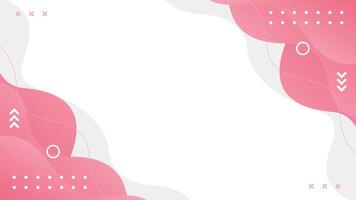 Abstract pink fluid wave background with geometric shapes, red and white wallpaper vector
