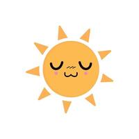 Cute sun with eyes closed on white background vector