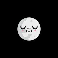 A cartoon moon with eyes closed and a smile vector