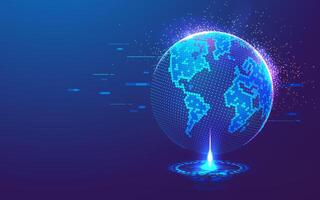 concept of digital transformation or cyberspace technology, graphic of world map globe with futuristic element vector