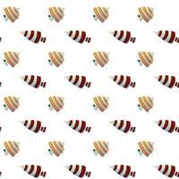 Simple fish with red and yellow stripes. Underwater inhabitants. Inhabitants of the ocean floor. Marine animals. Seamless pattern. vector