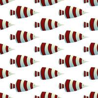 Simple fish with red stripes. Underwater inhabitants. Inhabitants of the ocean floor. Marine animals. Seamless pattern. vector