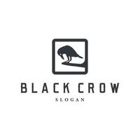 crow logo design with simple retro vintage black concept template illustration vector